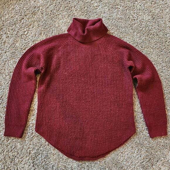 Kuhl Sienna Chunky Knit Cowl Neck Sweater Women M Raisin Red Cozy Textured Warm - Picture 2 of 9